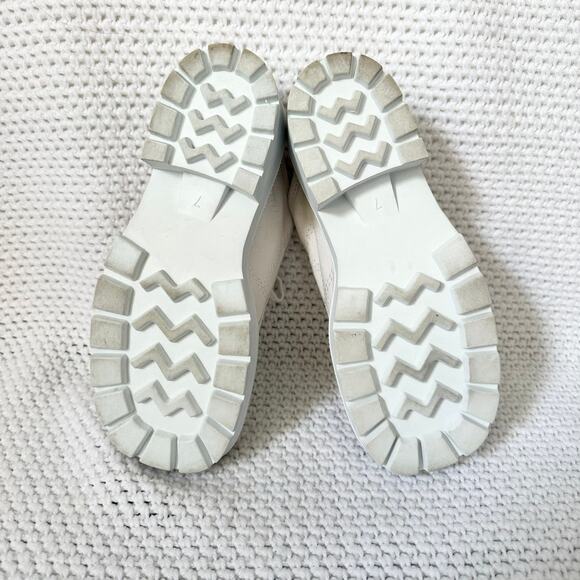 Mudd Y2K White Canvas Lug Sole Platform Square Toe Mule Slip On Lace Up Shoes 7 - Picture 9 of 9